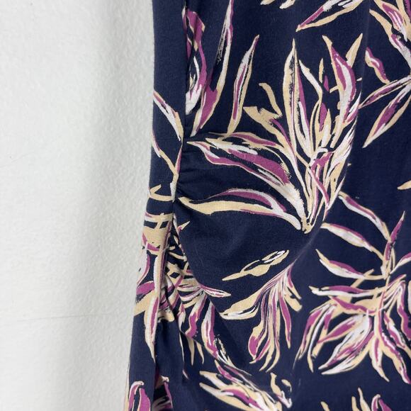 Pact Maternity Freesia Palms Ruched Tank Midi Dress Small Navy Blue Organic - Picture 6 of 11